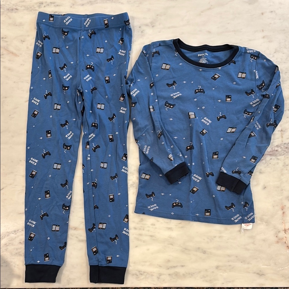 Petit Lem Blue and Black Video Game Pajama Set